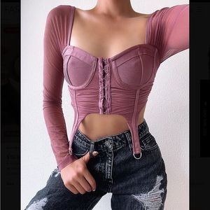 Don't Worry About Me Corset Top - Mauve
